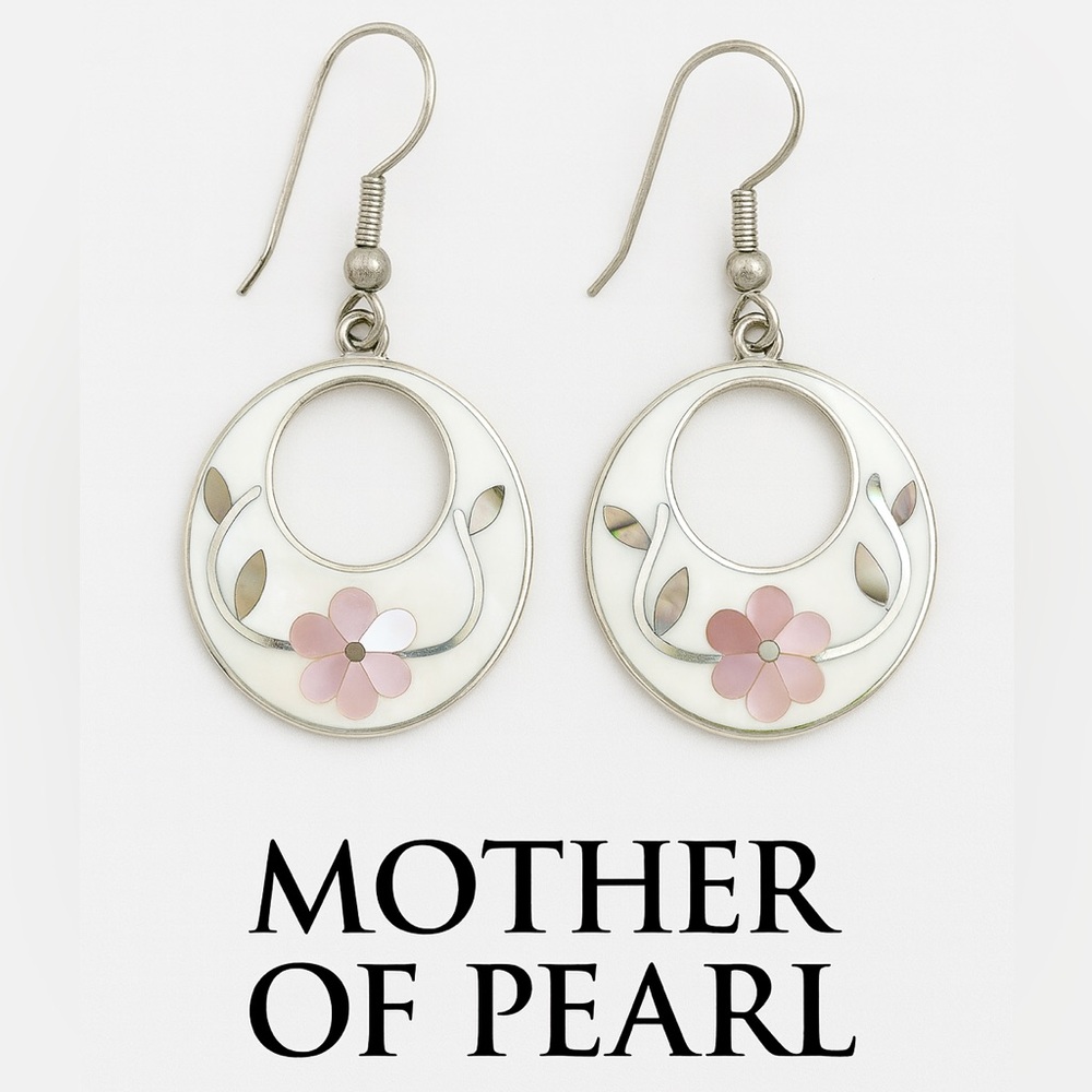 Elegant Mother of pearl hoop earrings